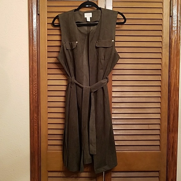 Chico's Faux Suede Long Vest - Picture 1 of 6